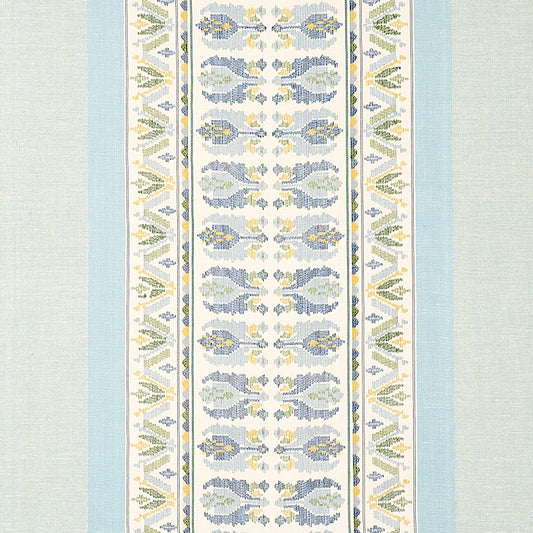 Schumacher: Sandor Stripe Embroidery 79830 Chambray
