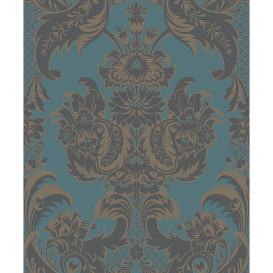 COLE & SON WYNDHAM TEAL AND CHARCOAL