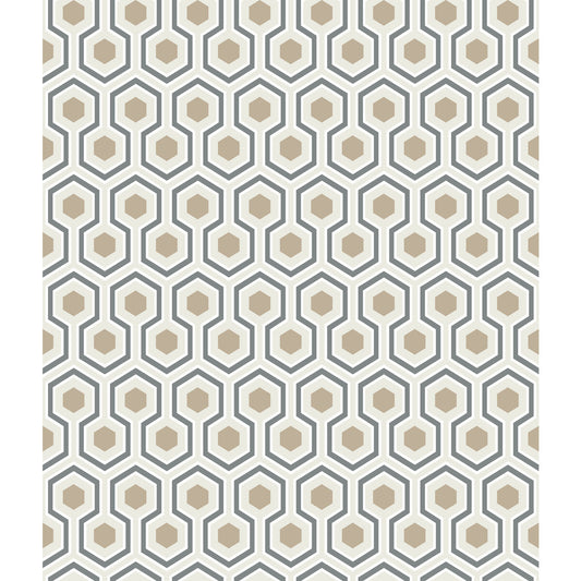 COLE & SON HICKS HEXAGON GILVER/WT/BK