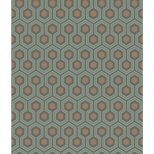 COLE & SON HICKS HEXAGON TEAL/GOLD