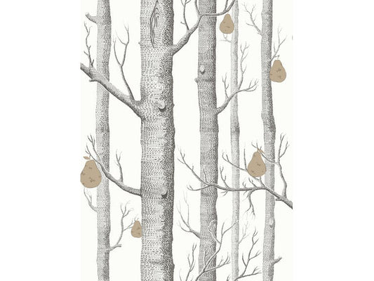 Cole & Son WP: Contemporary Restyled Woods & Pears 95/5027.CS.0 Black/White/Bronze