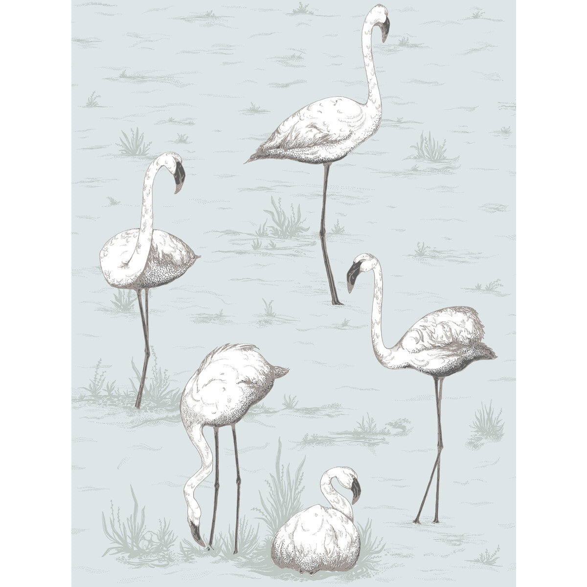 COLE & SON FLAMINGOS CHARCOAL/AQUA