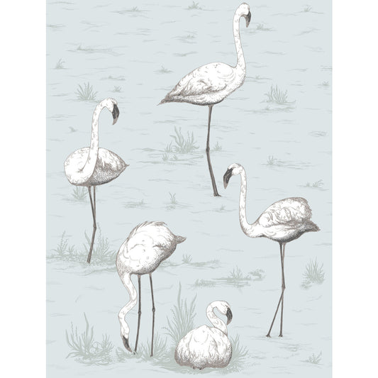 COLE & SON FLAMINGOS CHARCOAL/AQUA