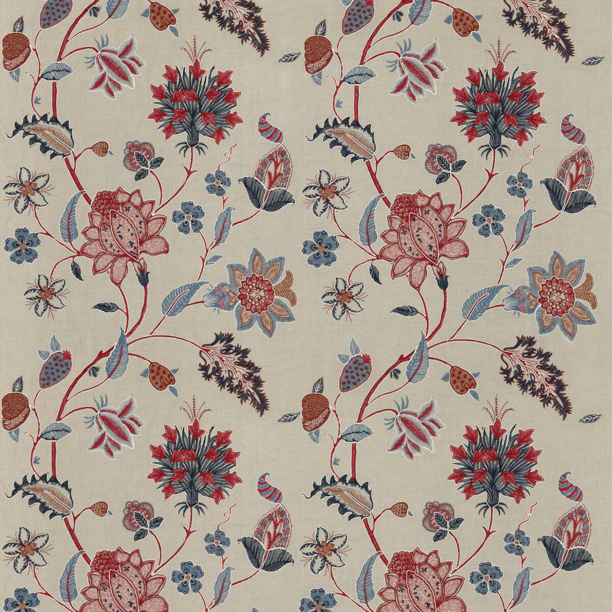 G P & J BAKER BAKER'S INDIENNE EMBROIDERY INDIGO/RED