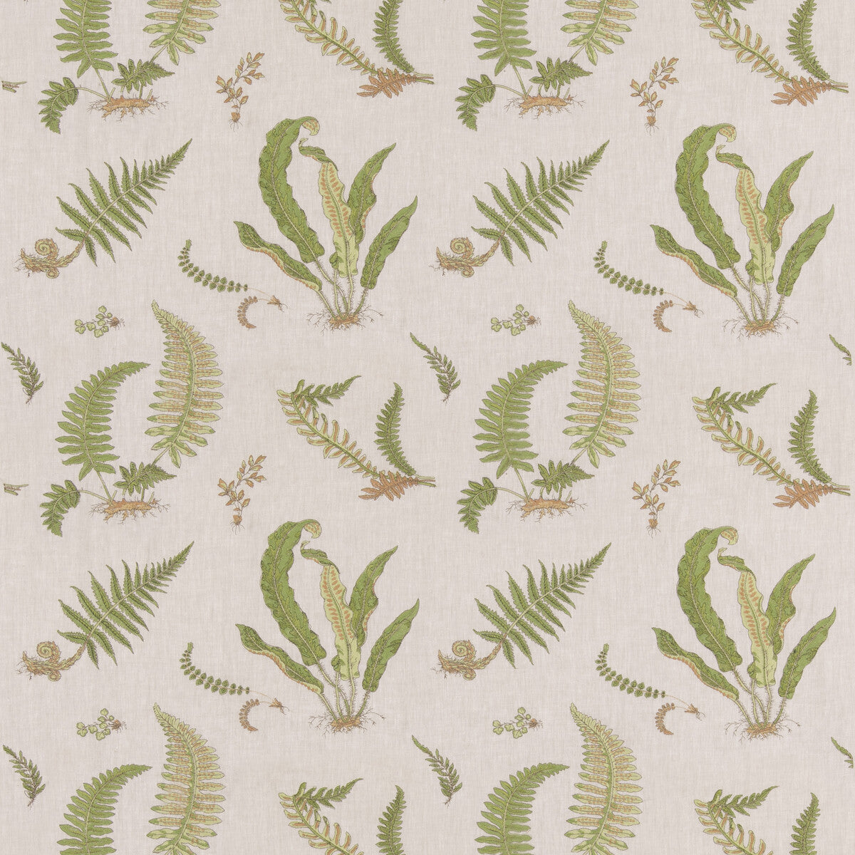 G P & J BAKER FERNS EMBROIDERY GREEN/NATURAL