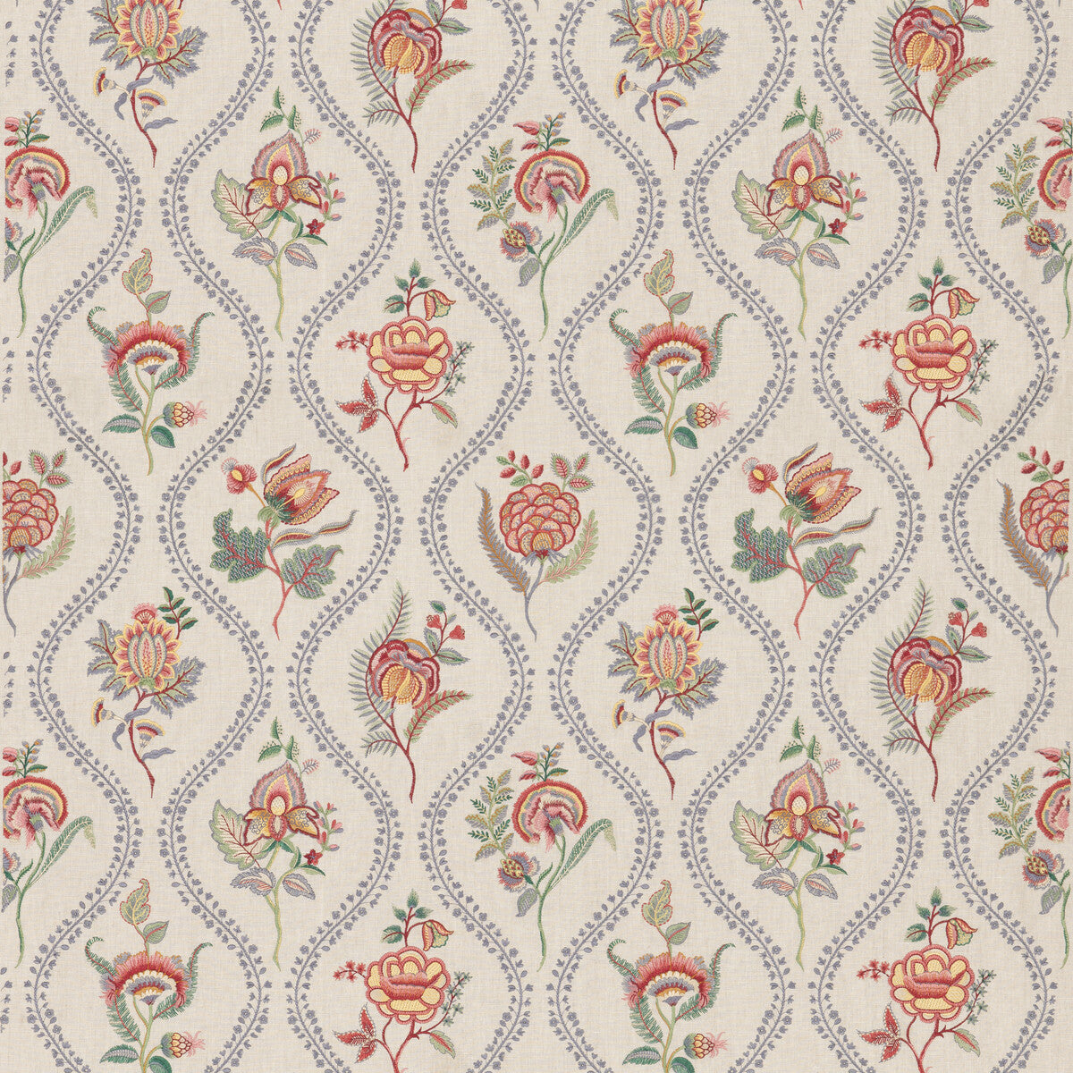 G P & J BAKER BURFORD EMBROIDERY BLUE/RED