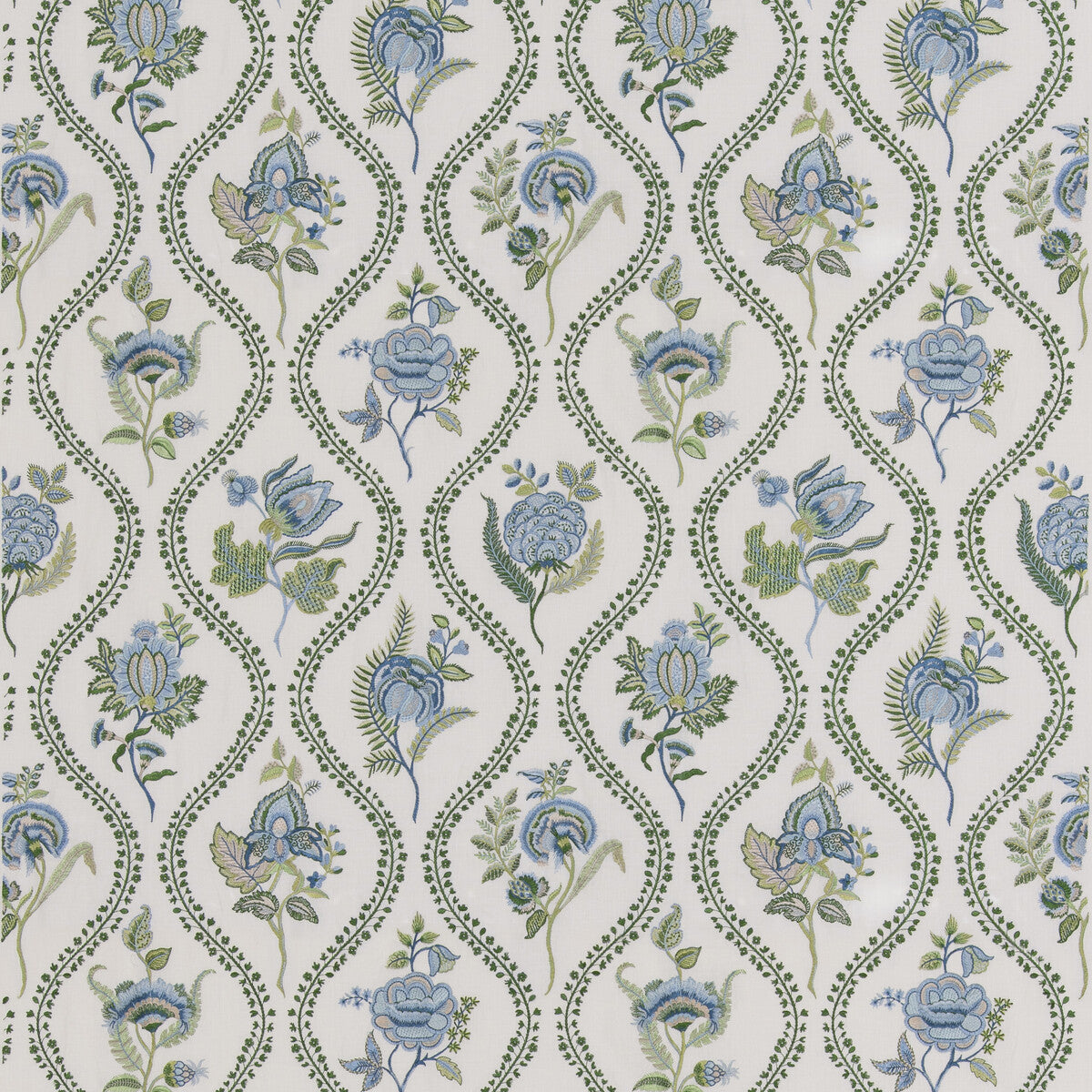 G P & J BAKER BURFORD EMBROIDERY BLUE/EMERALD
