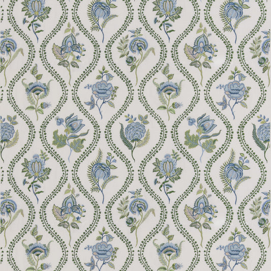 G P & J BAKER BURFORD EMBROIDERY BLUE/EMERALD