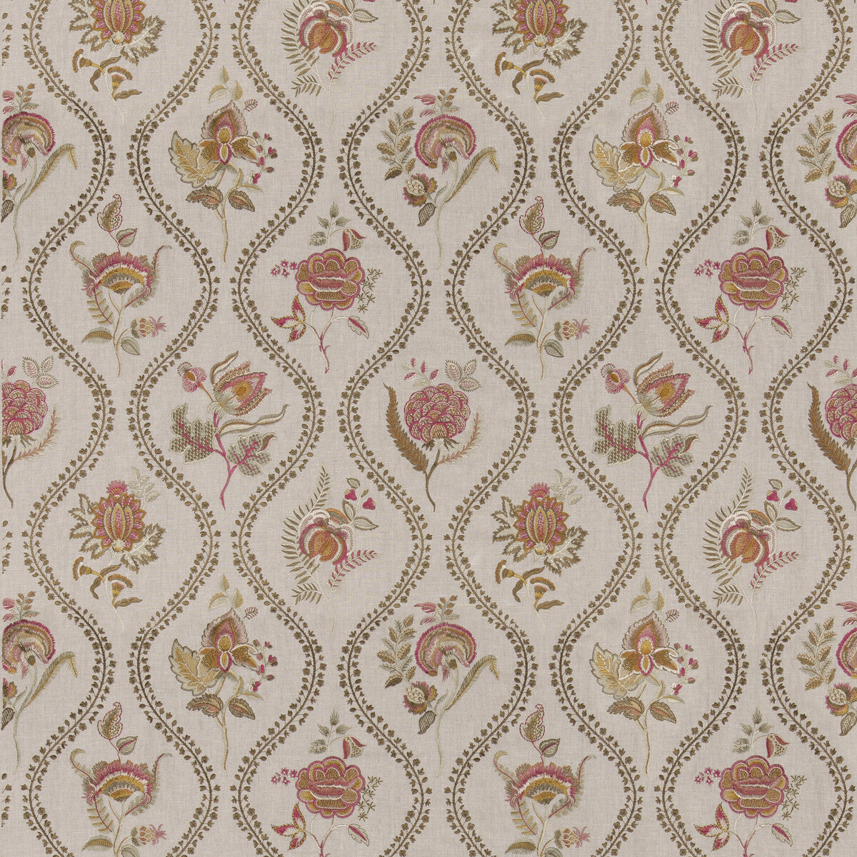 G P & J BAKER BURFORD EMBROIDERY RED/BRONZE