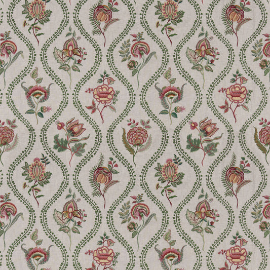 G P & J BAKER BURFORD EMBROIDERY EMERALD/RED