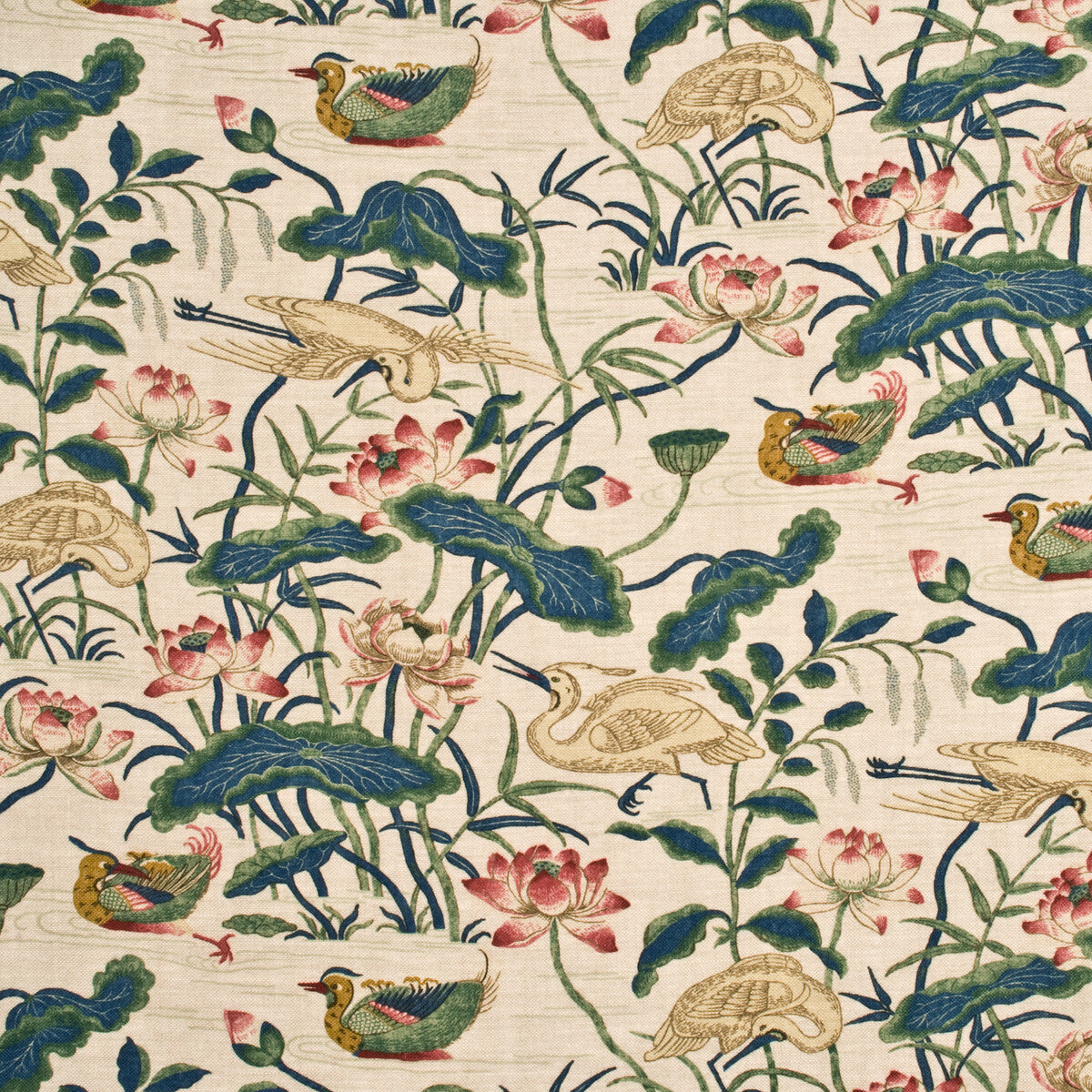 G P & J BAKER HERON & LOTUS FLOWER INDIGO/PINK