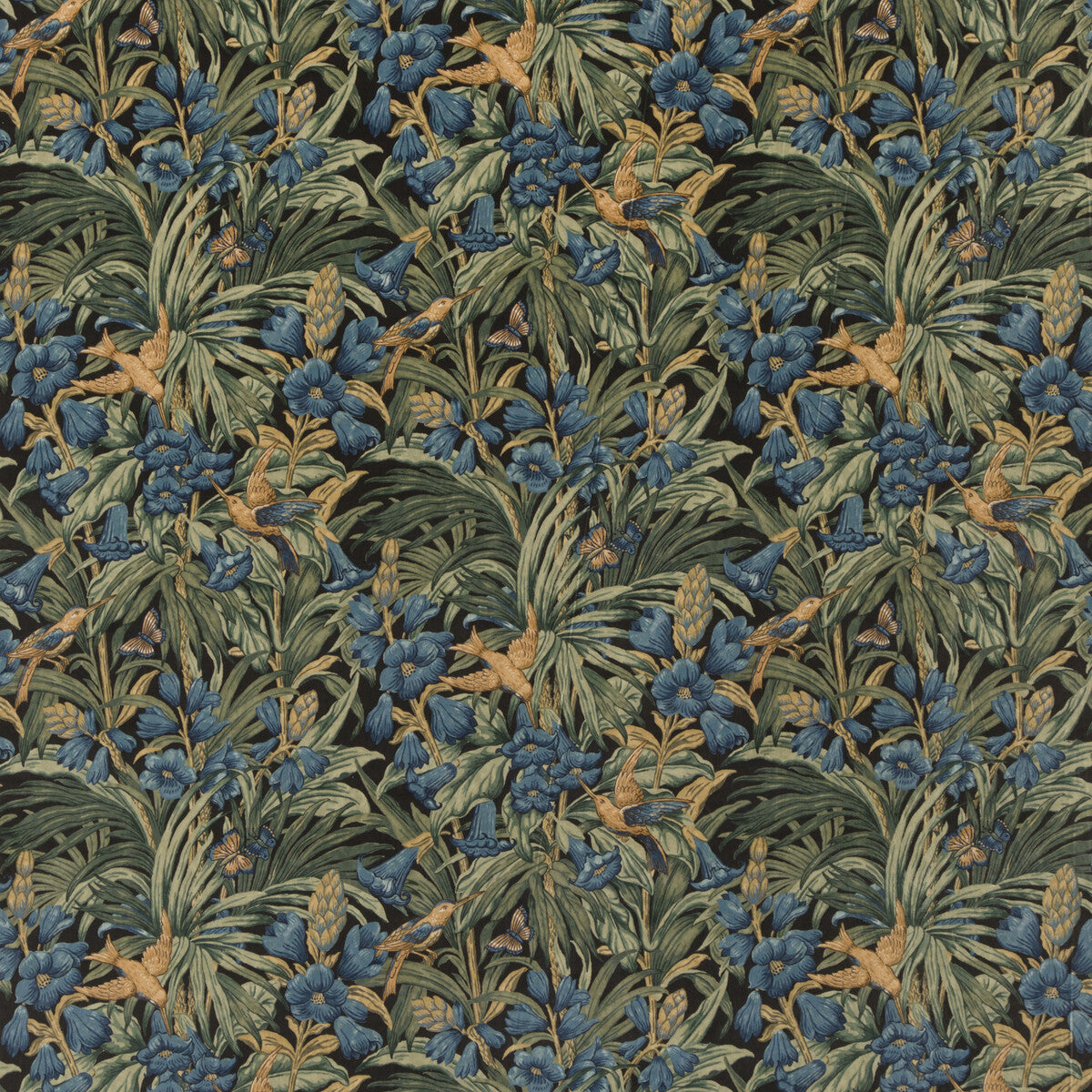 G P & J BAKER TRUMPET FLOWERS VELVET DARK INDIGO/TEAL