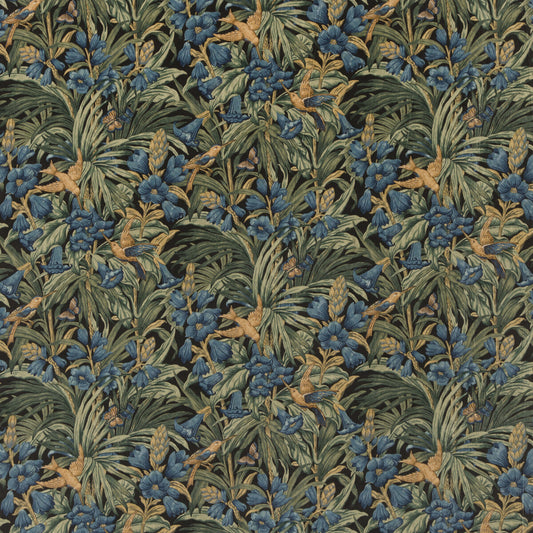 G P & J BAKER TRUMPET FLOWERS VELVET DARK INDIGO/TEAL