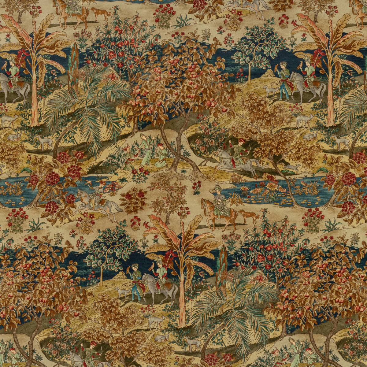 G P & J BAKER RAMAYANA VELVET INDIGO/RED