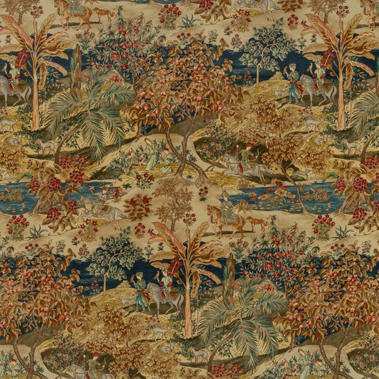 G P & J BAKER RAMAYANA VELVET INDIGO/RED
