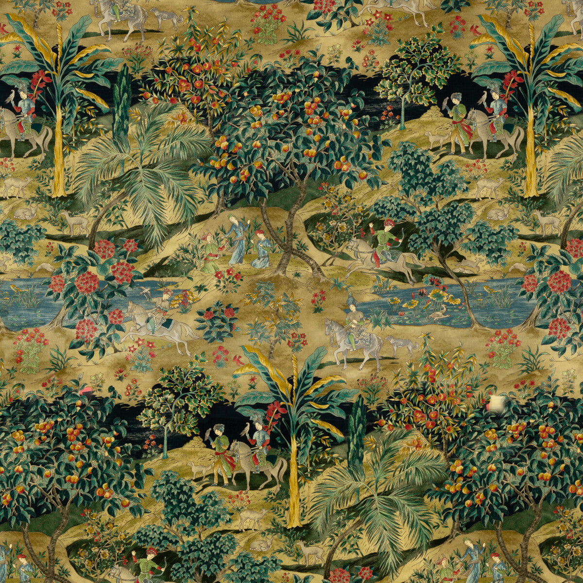 G P & J BAKER RAMAYANA VELVET EMERALD/SAND