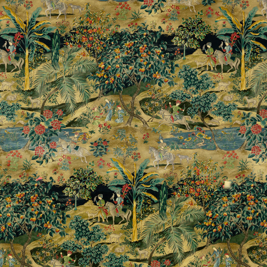 G P & J BAKER RAMAYANA VELVET EMERALD/SAND