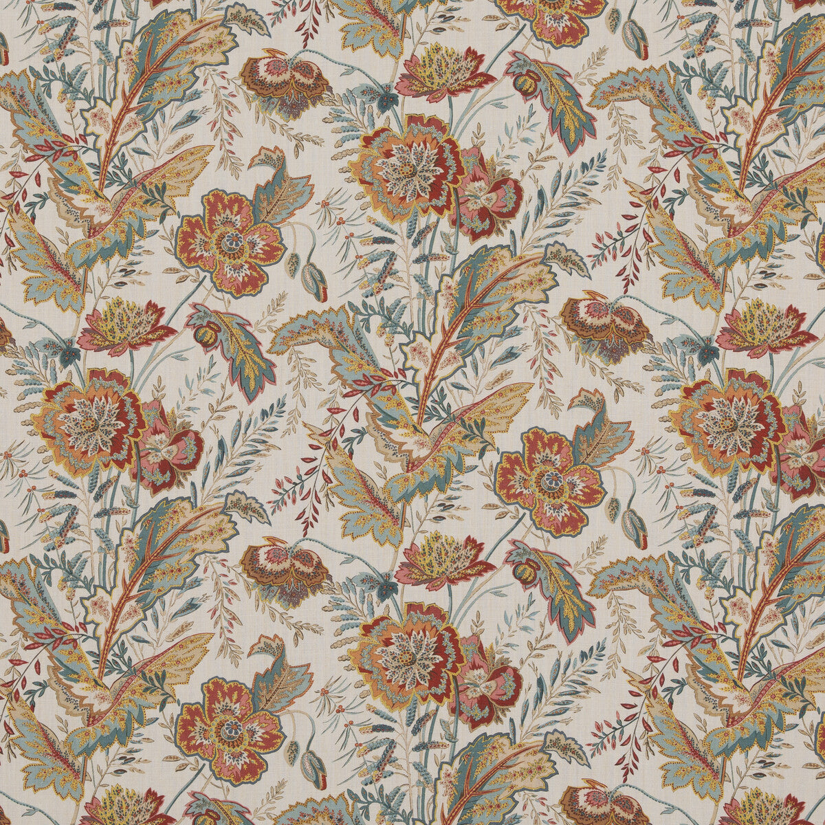 G P & J BAKER INDIENNE FLOWER RED/TEAL