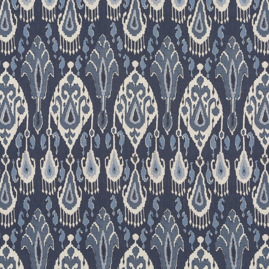 G P & J BAKER IKAT BOKHARA LINEN INDIGO