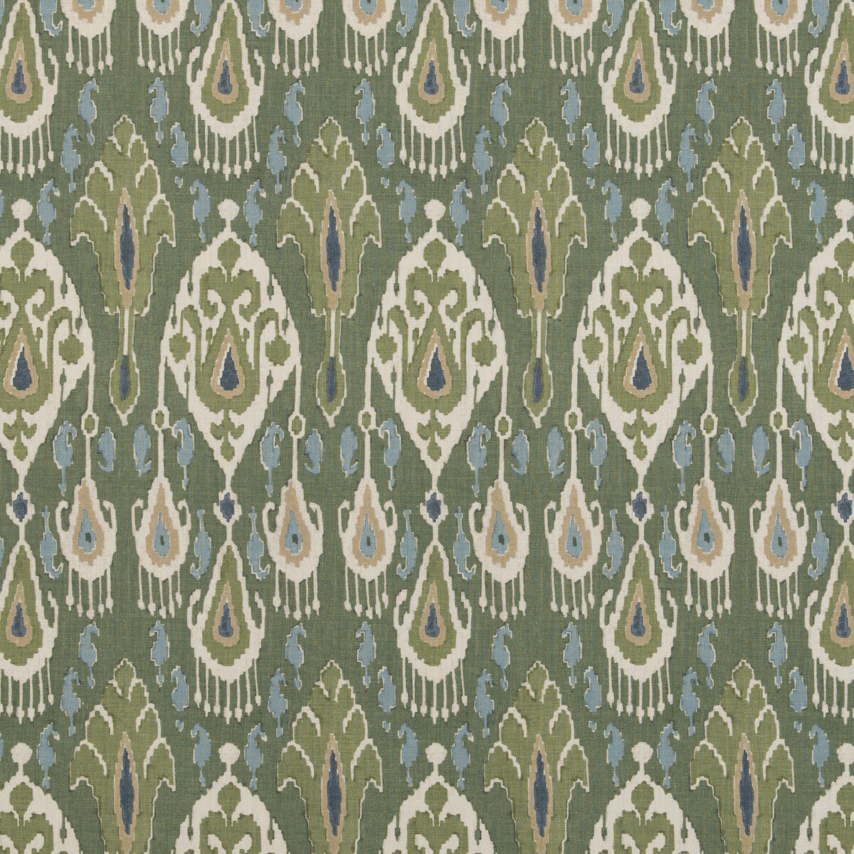 G P & J BAKER IKAT BOKHARA LINEN EMERALD