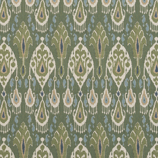 G P & J BAKER IKAT BOKHARA LINEN EMERALD
