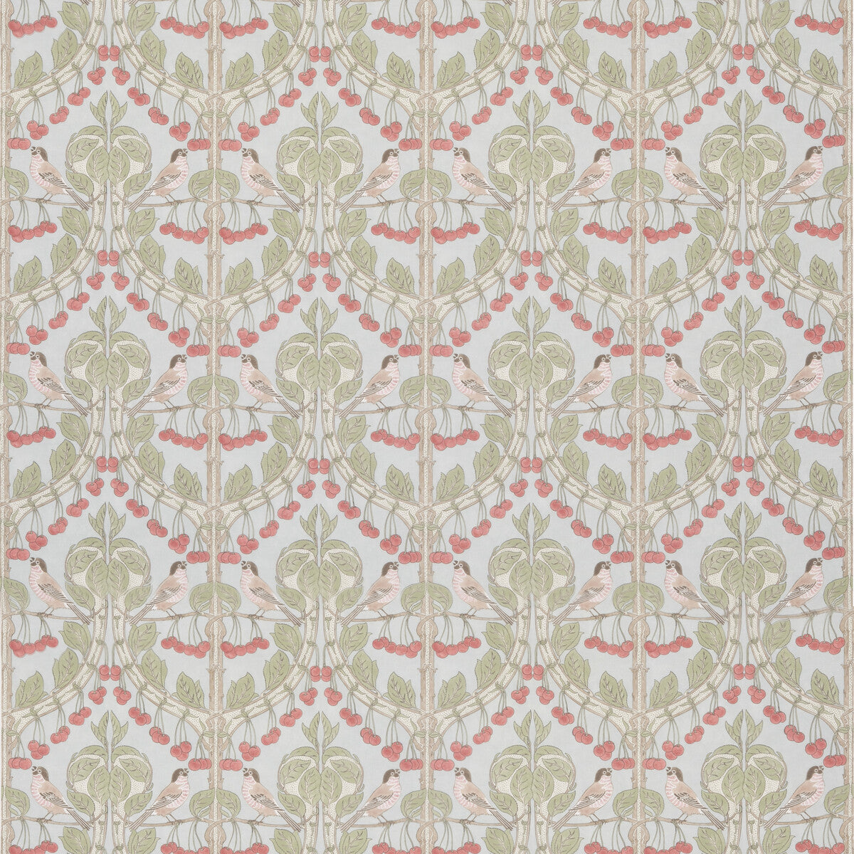 G P & J BAKER BIRDS & CHERRIES COTTON SOFT BLUE
