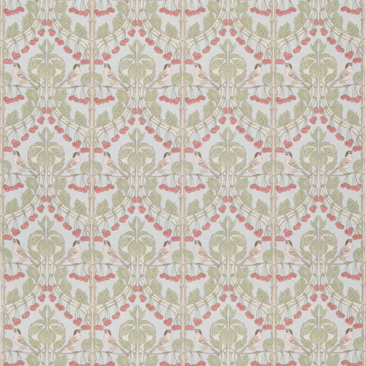 G P & J BAKER BIRDS & CHERRIES COTTON SOFT BLUE