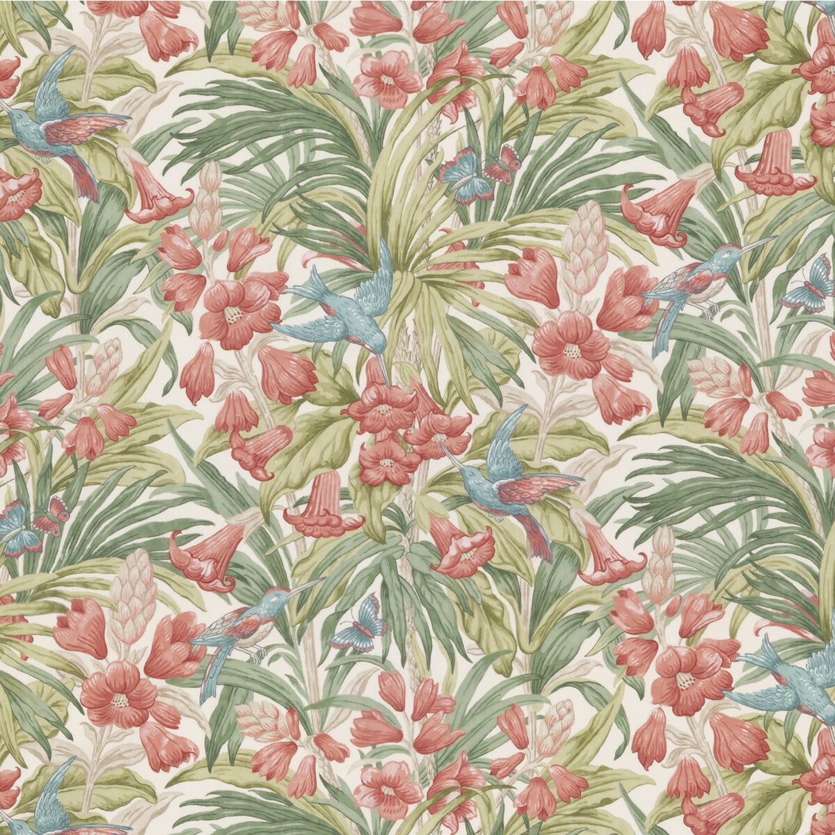 G P & J BAKER TRUMPET FLOWERS COTTON RED/GREEN