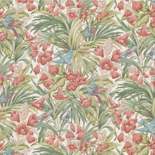 G P & J BAKER TRUMPET FLOWERS COTTON RED/GREEN