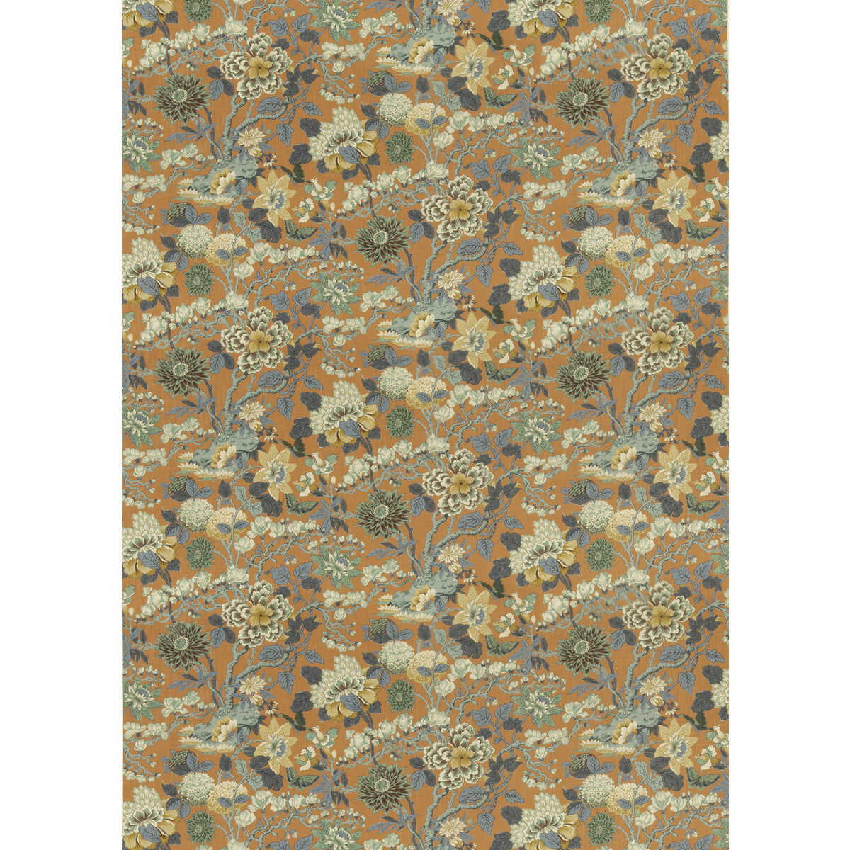 G P & J BAKER LITTLE MAGNOLIA TEAL/ORANGE