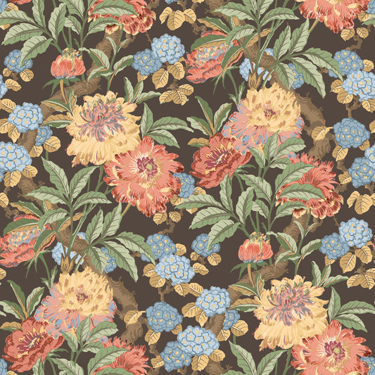 G P & J BAKER SUMMER PEONY CHARCOAL/JEWEL