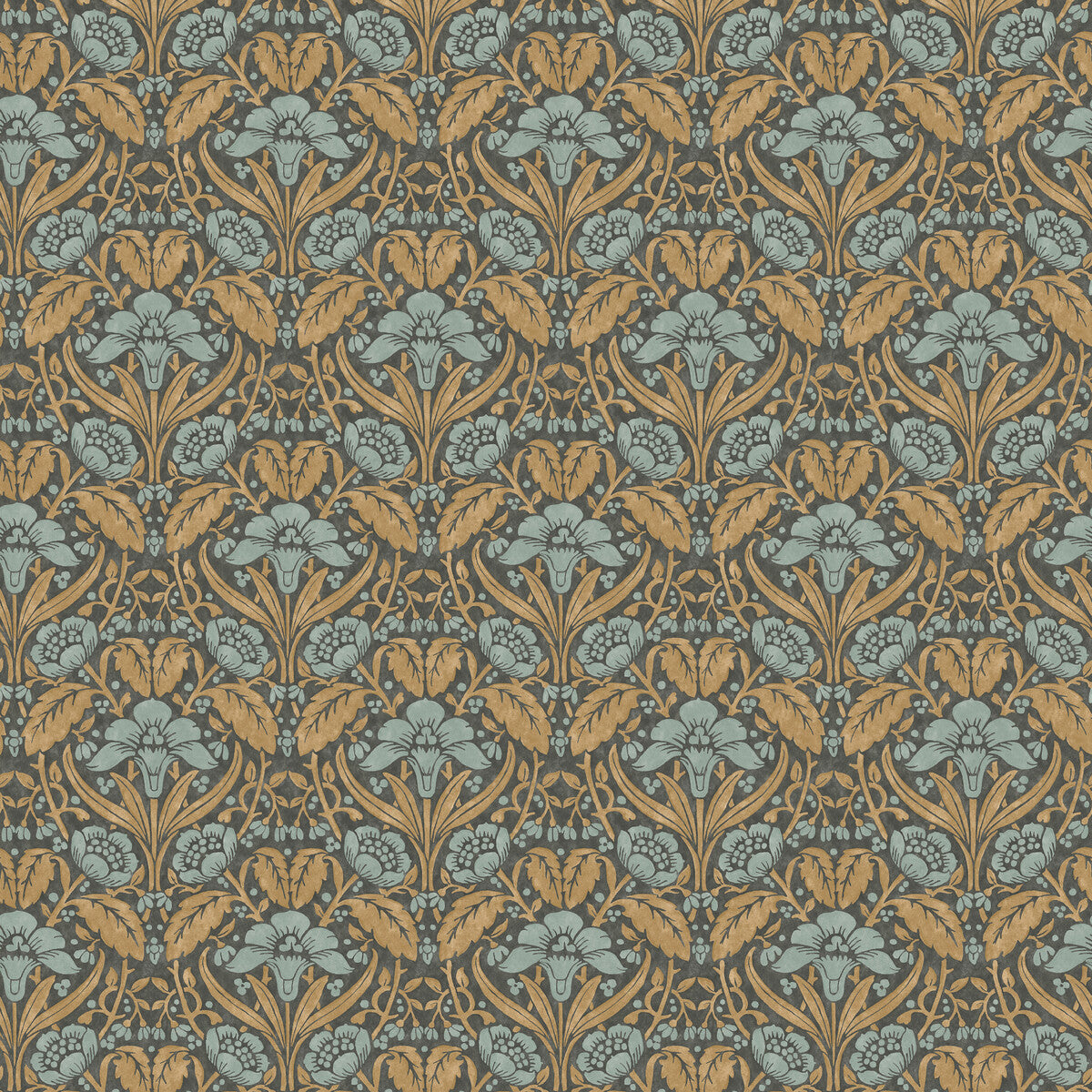 G P & J BAKER IRIS MEADOW AQUA/OCHRE