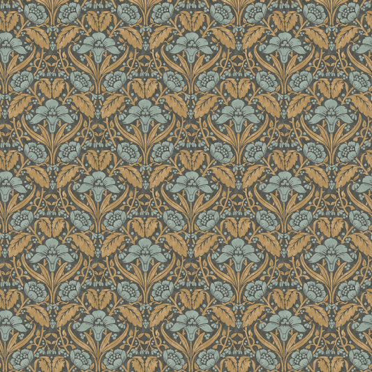 G P & J BAKER IRIS MEADOW AQUA/OCHRE