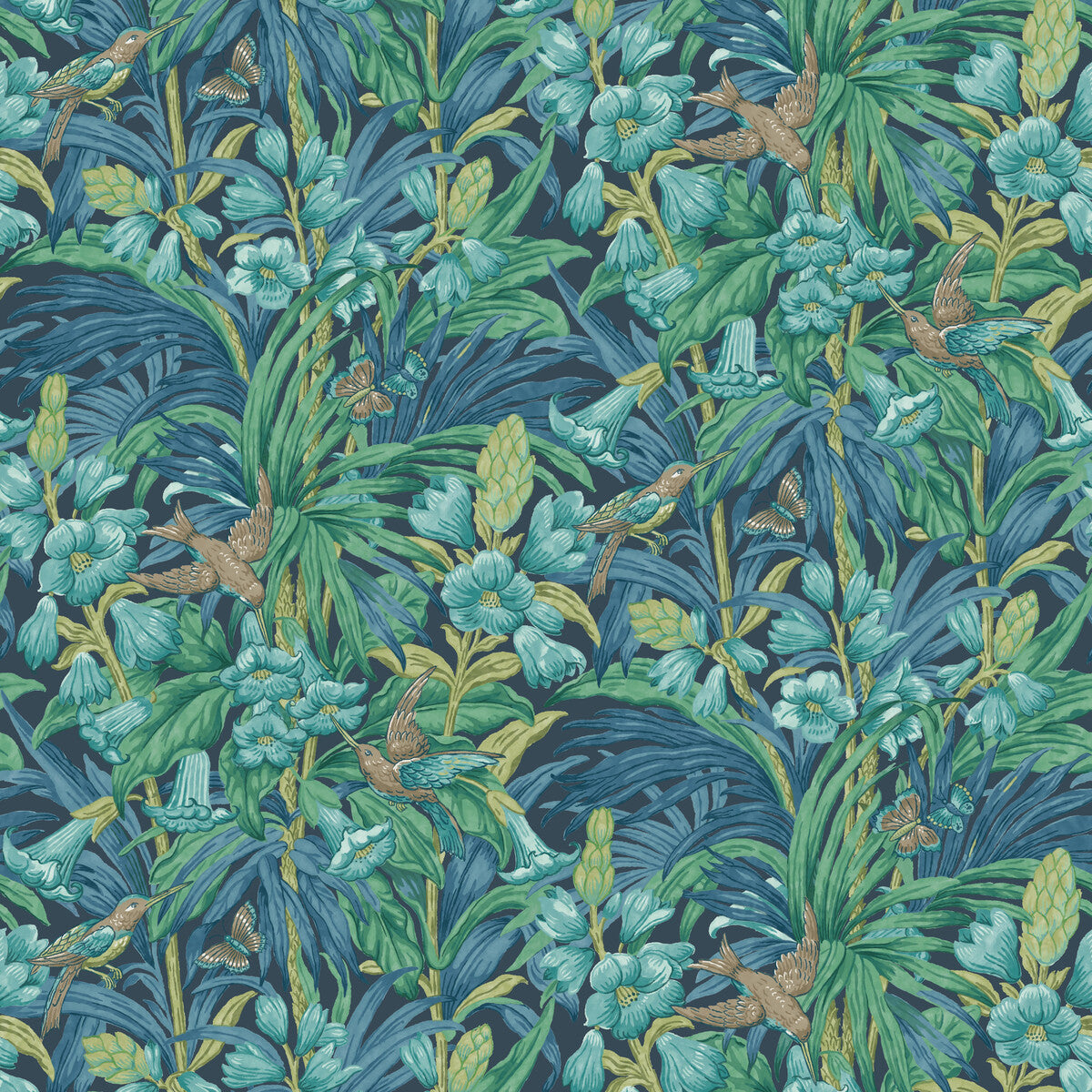 G P & J BAKER TRUMPET FLOWERS INDIGO/TEAL