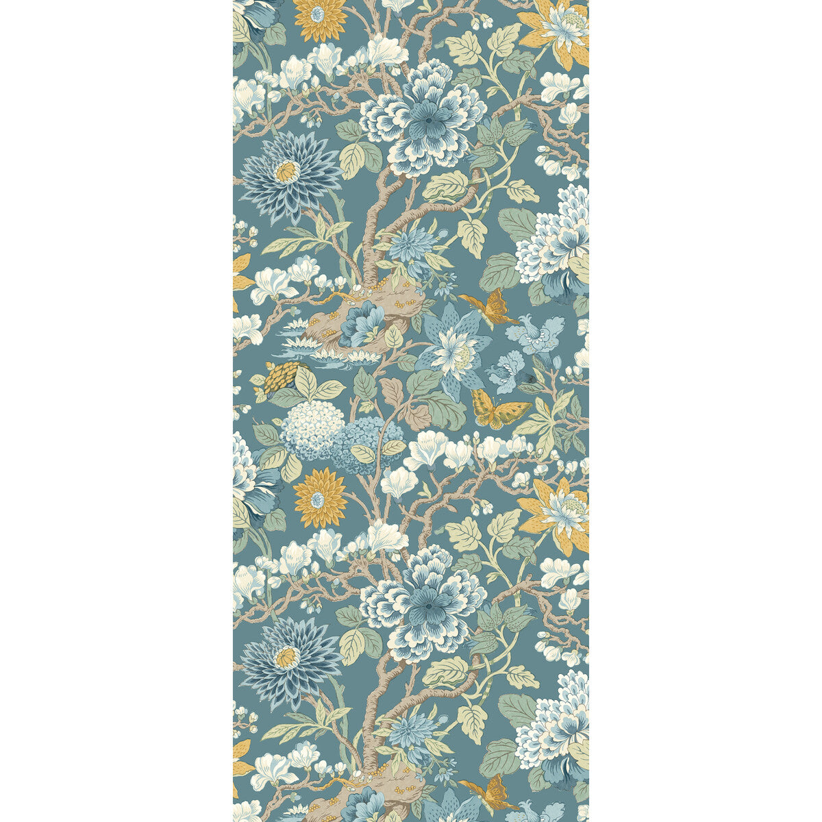 G P & J BAKER LITTLE MAGNOLIA DENIM/OCHRE