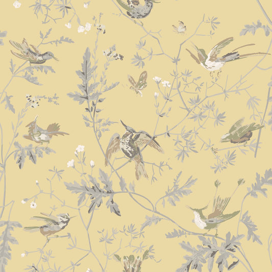COLE & SON HUMMINGBIRDS SILK GLD/SFT GREY