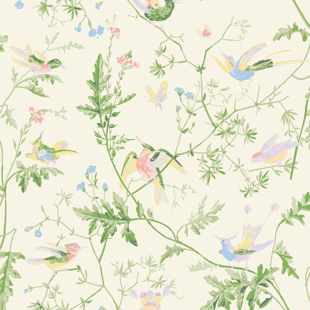 COLE & SON HUMMINGBIRDS SILK BRIGHT MULTI