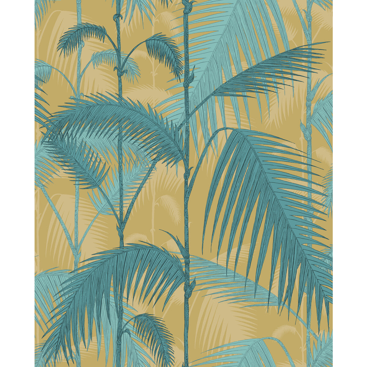 COLE & SON PALM JUNGLE COT/LIN PRINT ORCHRE/PETROL