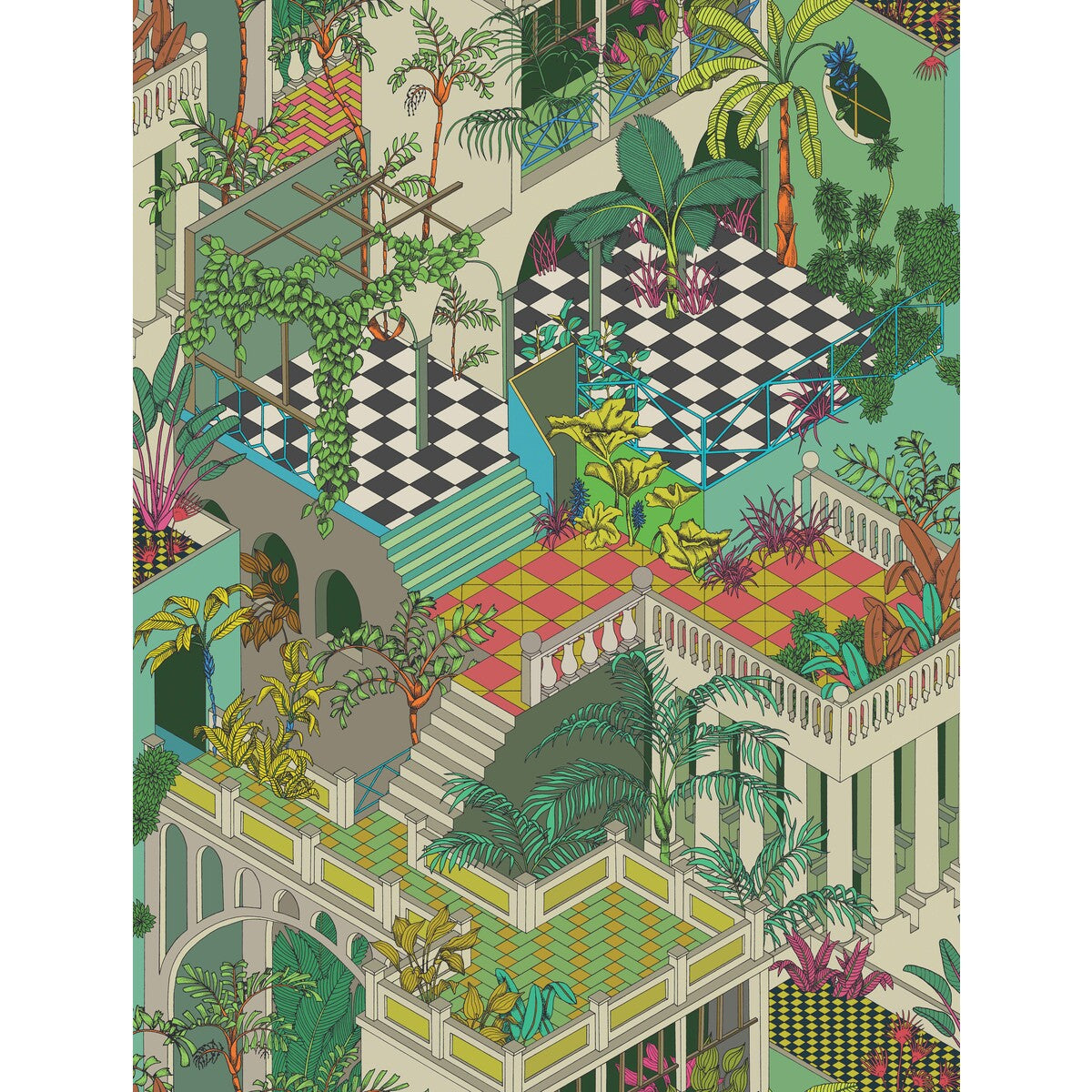 COLE & SON MIAMI COTTON PRINT OLIVEGREEN MULTI