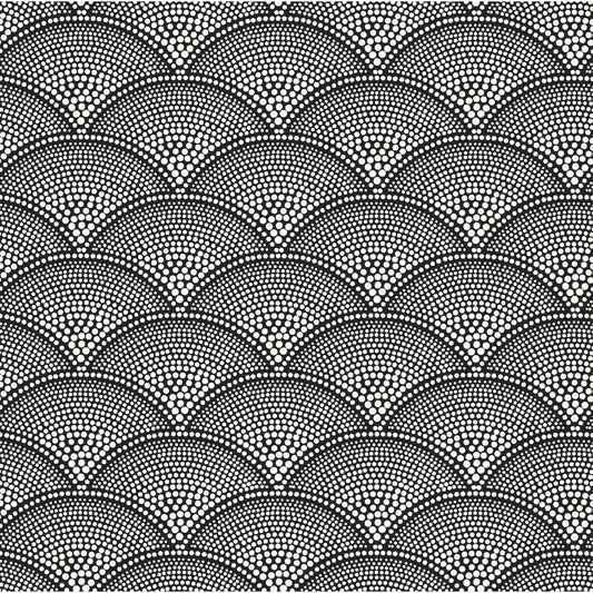 COLE & SON FEATHER FAN WOVEN WHT ON BLK