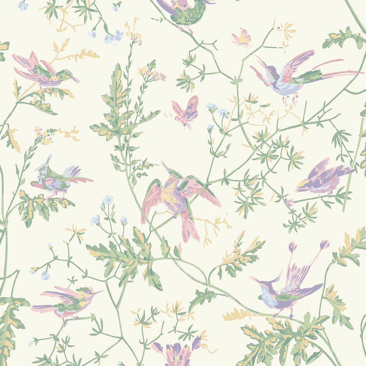 COLE & SON HUMMINGBIRDS COTTON PRINT BLUSH/SAGE