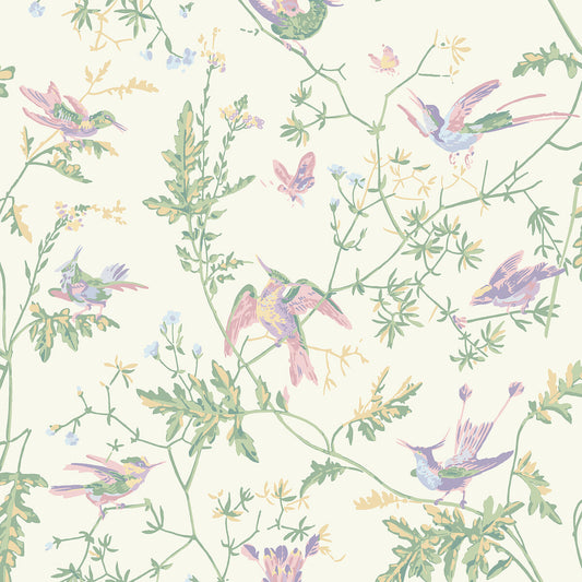 COLE & SON HUMMINGBIRDS COTTON PRINT BLUSH/SAGE