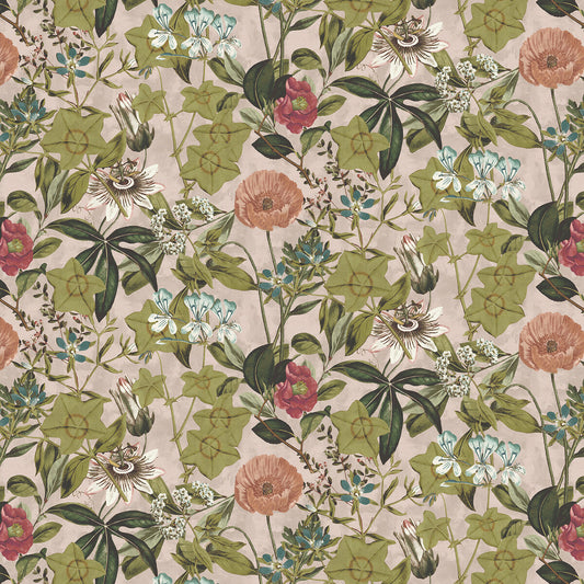 CLARKE AND CLARKE PASSIFLORA BLUSH VELVET