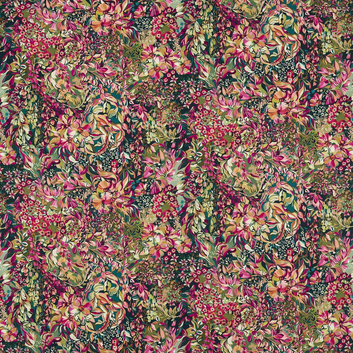 CLARKE AND CLARKE AUBREY VELVET FOREST/RASPBERRY