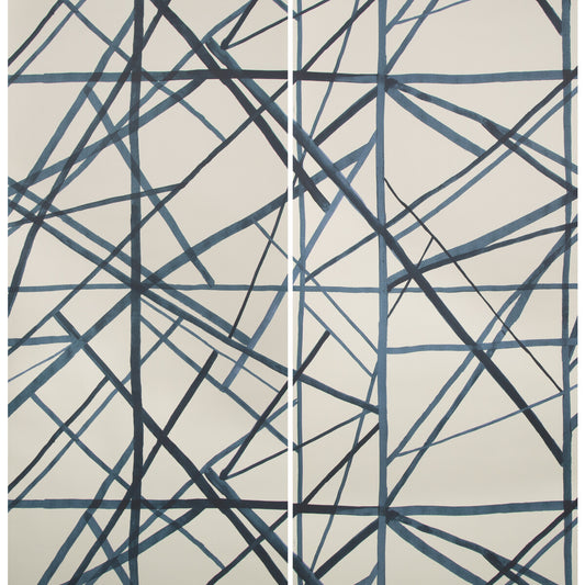 LEE JOFA MODERN CHANNELS PAPER PERIWINKLE/OAT