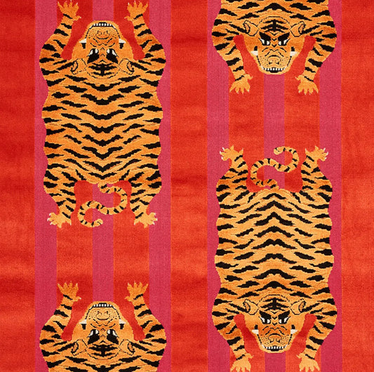 Schumacher: Jokhang Tiger Velvet 77231 Red & Pink