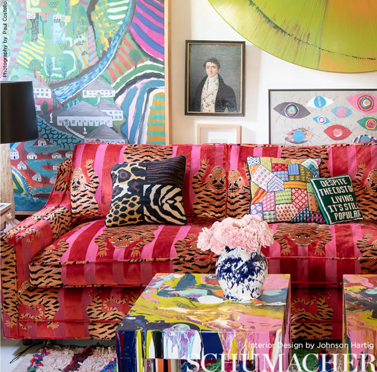 Schumacher: Jokhang Tiger Velvet 77231 Red & Pink