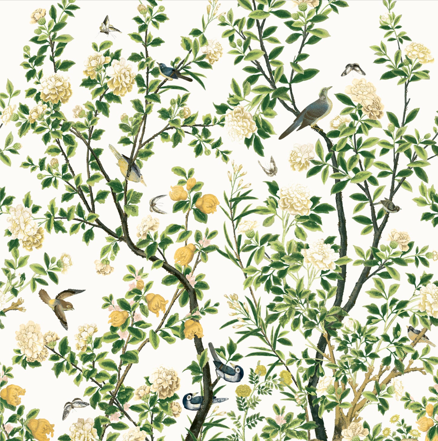 Thibaut: Jardin Bloom Mural TM13666 (3 panel set) in white