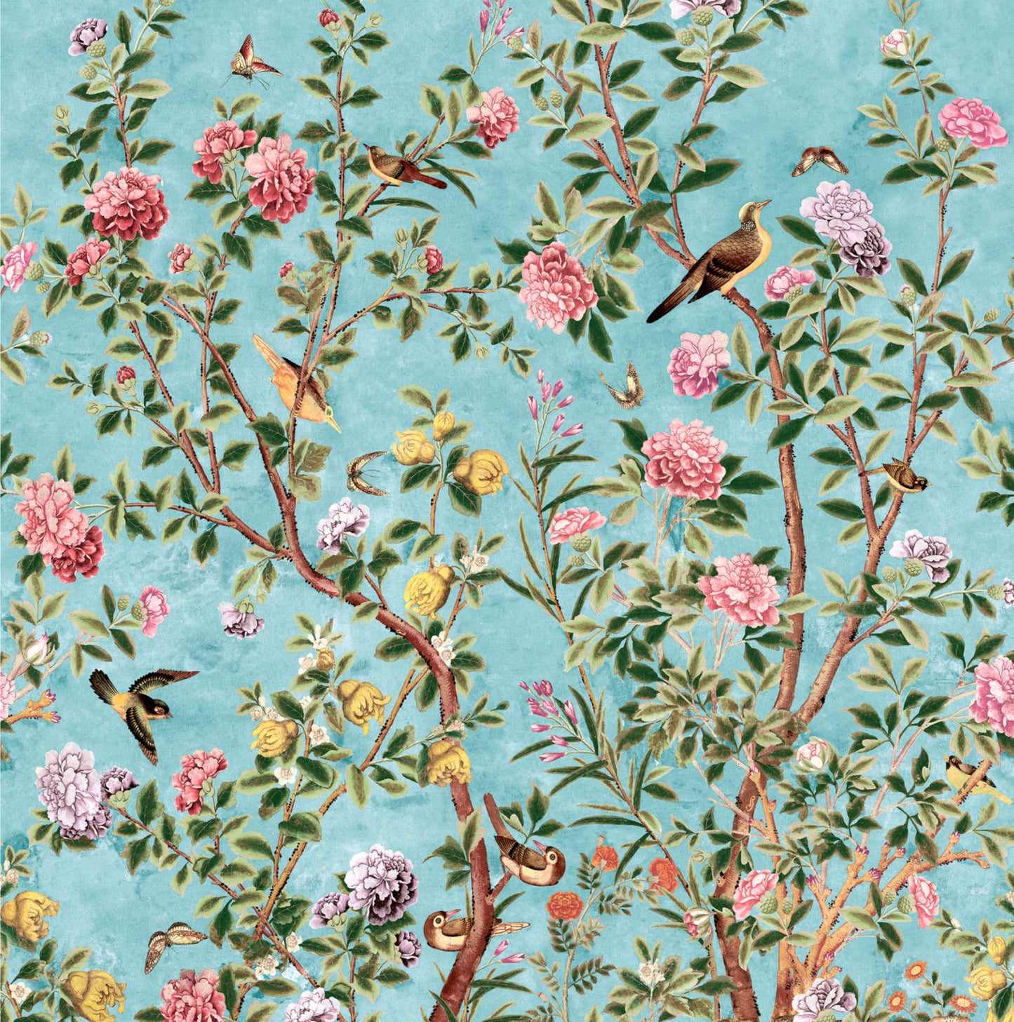 Thibaut: Jardin Bloom Mural TM13668 (3 panel set) in turquoise