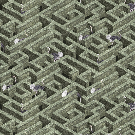 KRAVET COUTURE LABYRINTH WITH OSTRICHES 01